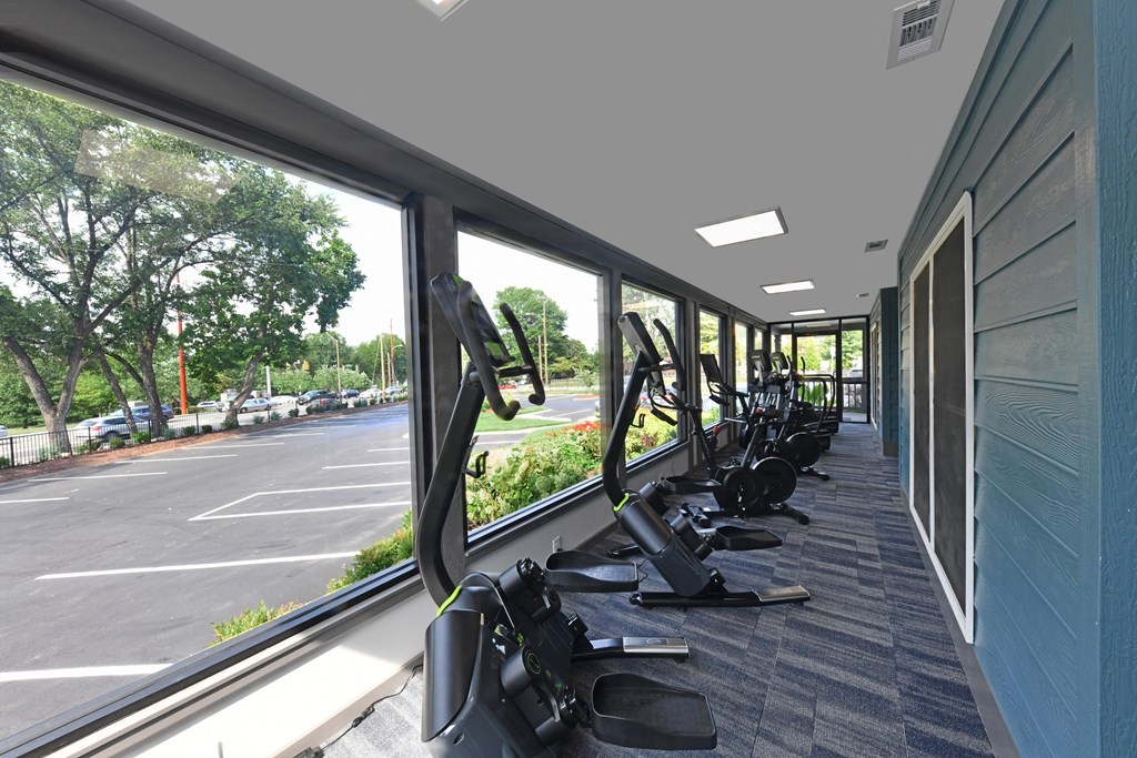 Fitness center with cardio and strength equipment in West End Nashville apartments