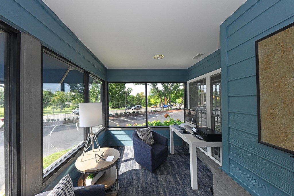 Resident lounge with modern seating at Vetra West End near Green Hills