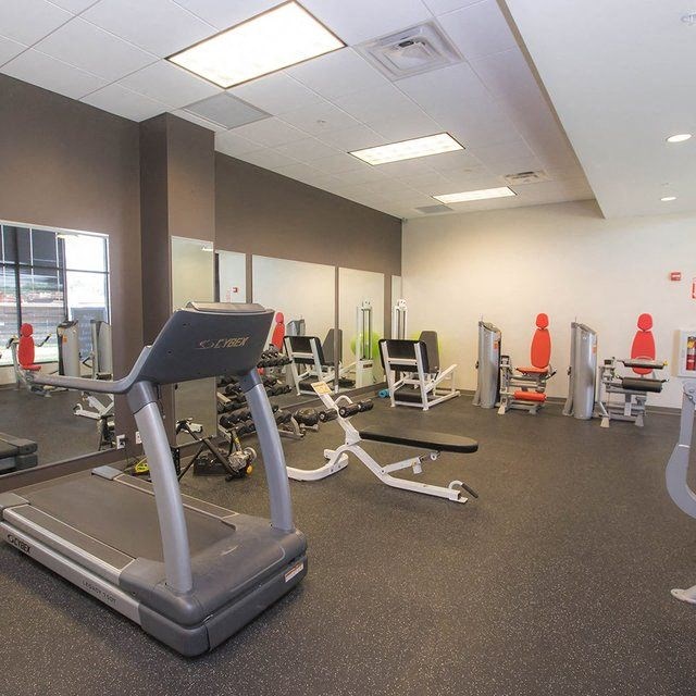 a gym with a lot of exercise equipment