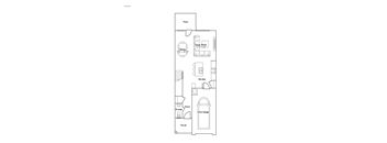 A floor plan of a home with a patio, dining area, kitchen, powder room, and car garage.