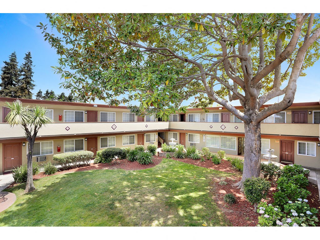 One-Bedroom Apartments in Hayward CA - Paseo Gardens - Property Exterior with 2 Levels and Beautiful Landscaping