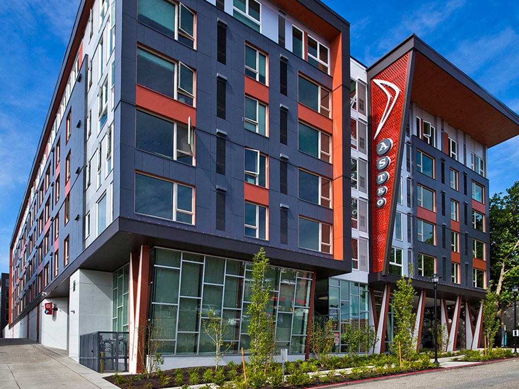 Exterior of building, 6 story at Astro Apartments, Washington