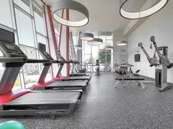 Up-to-date fitness studio with cardio and weight training equipment Up-to-date fitness studio with cardio and weight training equipment at Astro Apartments, Seattle, WA, 98109 - Photo Gallery 3