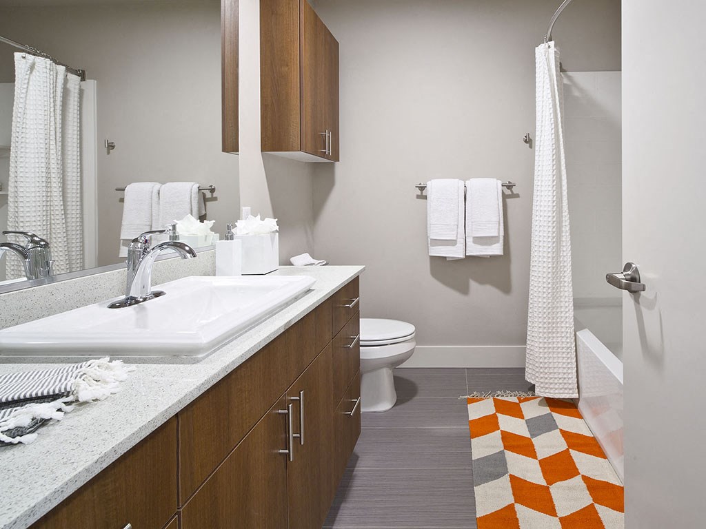 Beautifully tiled bathrooms at Astro Apartments, Seattle, 98109