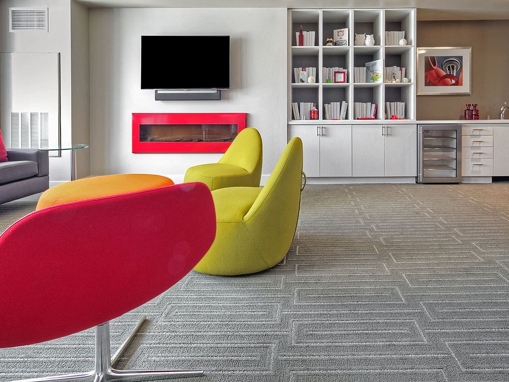 Clubhouse Relaxing Area With TV at Astro Apartments, Seattle, WA