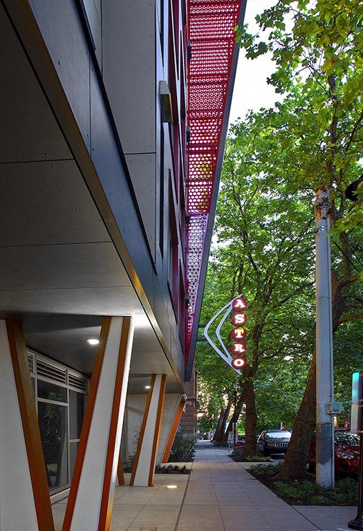 Exterior of building at Astro Apartments, Seattle, Washington