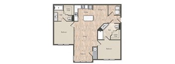 2 Bed - 2 Bath |1075 sq ft floorplan
