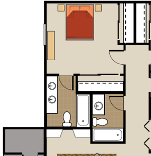 3 Bedroom 2 Bath, 1221 sq. ft. floor plan