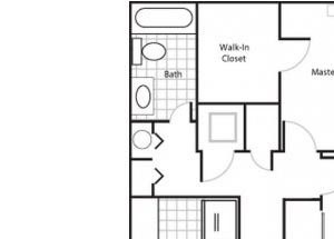 2 Bed 1 Bath, 858 sq. ft. floor plan