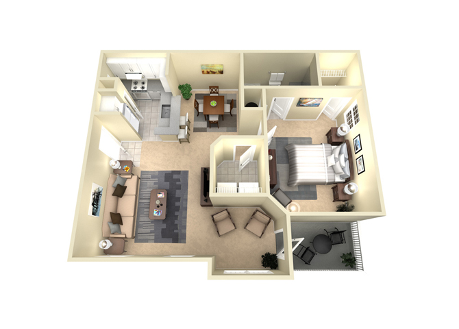 1 Bed, 1 Bath, 850 sq. ft. The Athens