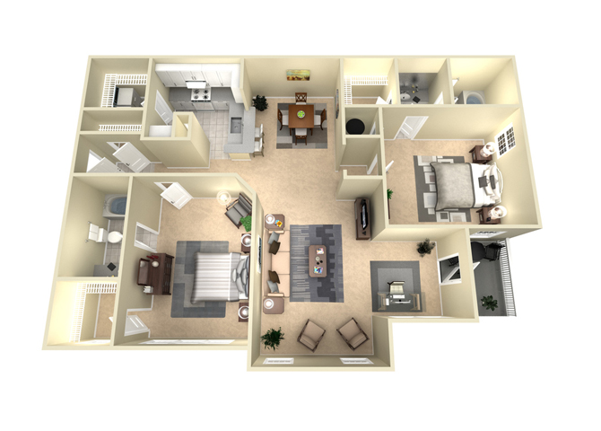 2 Bed, 2 Bath, 1165 sq. ft. The Sydney