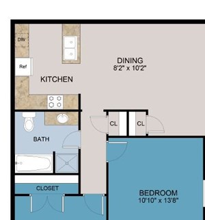 2 Bed, 2 Bath, 965 sq. ft. B2