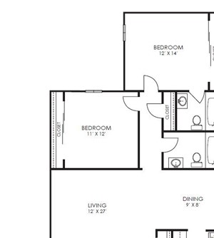 2 Bed, 2 Bath, 1056 sq. ft. B2