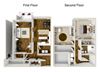 2 Bedroom, 1.5 Bath - 992 Square Feet - Clarendon Deluxe Floor Plan