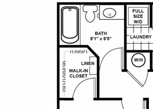 Elm 1 Bed 1 Bath 703 -to 801 SQ.FT. floor plan