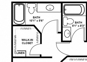 Maple 2 Bed 2 Bath 957 -to 1027 SQ.FT. floor plan