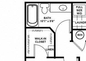 Pine 1 Bed 1 Bath 781 to 867 SQ.FT. floor plan