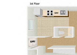 2 Bed, 1.5 Bath, 1072 sq. ft. TOWNHOUSE