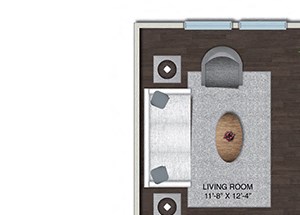 1 Bed, 1 Bath, 650 sq. ft. floor plan