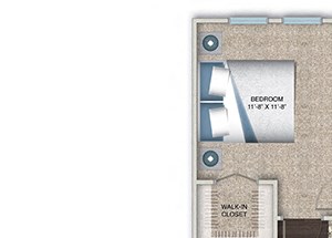 1 Bed, 1 Bath, 799 sq. ft. One Bedroom Medium floor plan