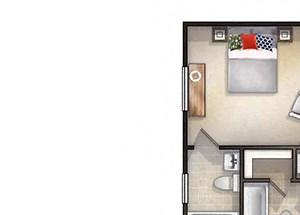 3 Bed, 2 Bath, 1300 sq. ft. Maple floor plan