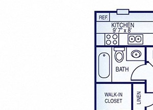 1 Bed, 1 Bath, 671 sq. ft. Lily floor plan