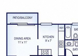 3 Bed, 2 Bath, 1300 sq. ft. Willow floor plan
