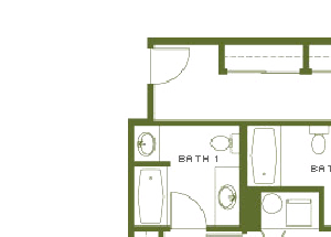 2 Bed, 2 Bath, 1424 sq. ft. floorplan