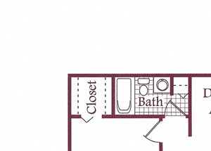 2 Bed, 2 Bath, 847 square feet floor plan B1