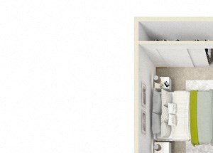 1 Bed, 1 Bath, 600 square feet floor plan The Brighton Belle