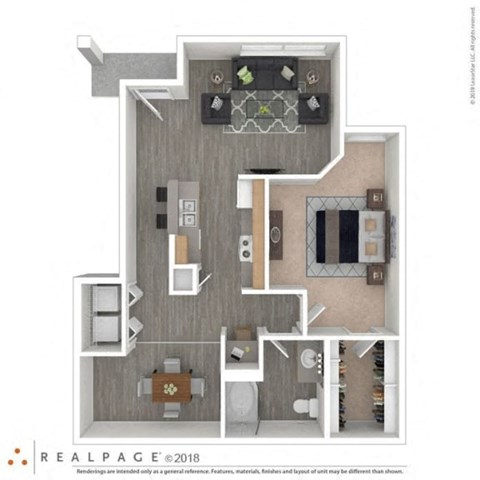 a floor plan of a 1 bedroom apartment