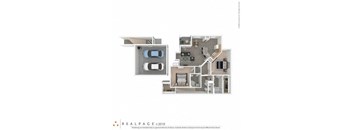 a floor plan with two bedrooms and two bathrooms