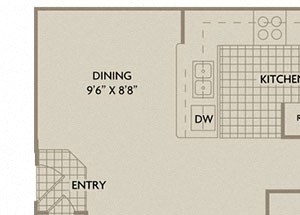 2 bed 1 Bath 970 square feet Florence floor plan