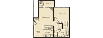 1 bed 1 bath 759 square feet floor plan The Dartmouth