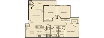 3 bed 2 bath 1196 square feet floor plan The Yale