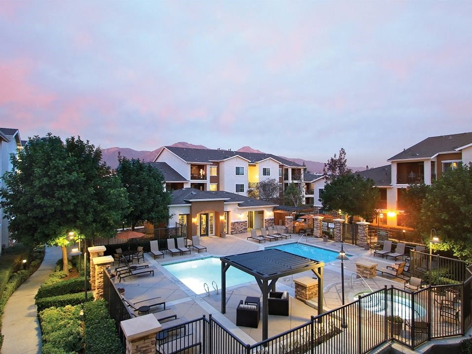 overhead view of pool area