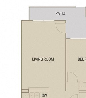 1 bed 1 Bath 669 square feet floor plan A1A