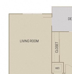 1 bed 1 Bath 728 square feet floor plan A1D