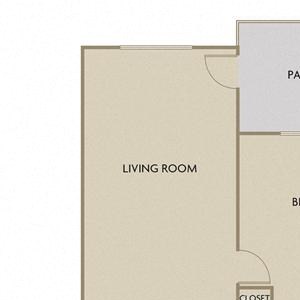 1 bed 1 Bath 834 square feet floor plan A1F