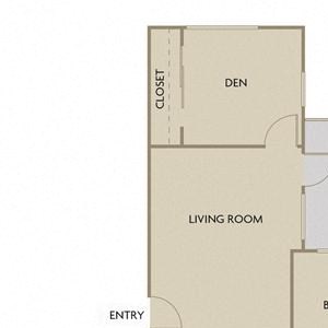 2 bed 1 Bath 787 square feet floor plan B1A