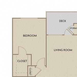 2 bed 2 Bath 1073 square feet floor plan B2A