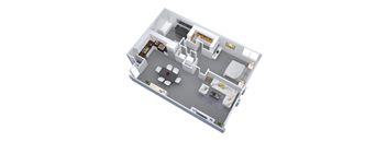 1 Bed 1 Bath Up to 1,493 square feet floor plan The Pantages 3d furnished
