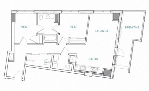 a floor plan of a house with a kitchen and a living room