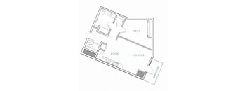 a floor plan of a house with a kitchen and a living room