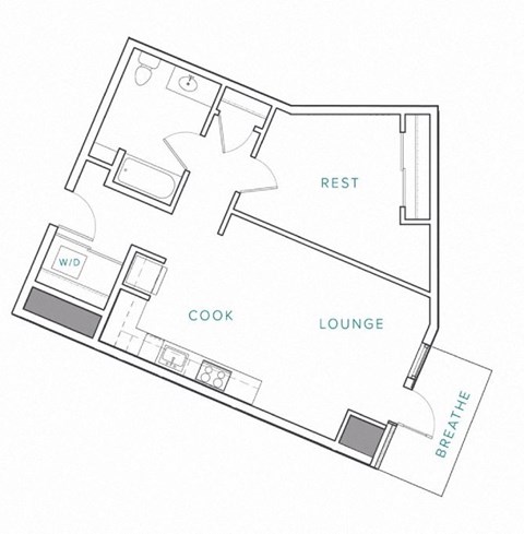 a floor plan of a house with a kitchen and a living room