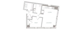 a floor plan of a house with a kitchen and a living room