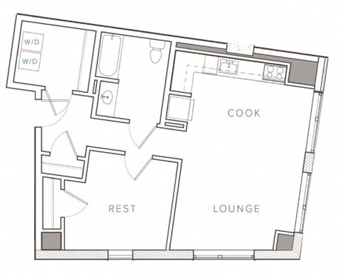 a floor plan of a house with a kitchen and a living room
