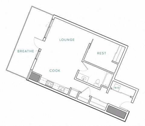 a floor plan of a house with a kitchen and a living room