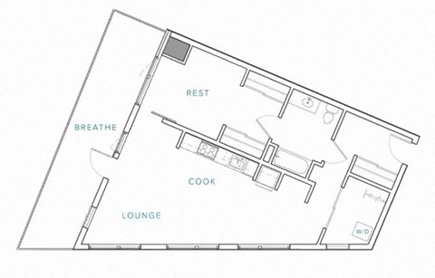 a floor plan of a house with a kitchen and a living room