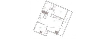 a floor plan of a house with a kitchen and a living room